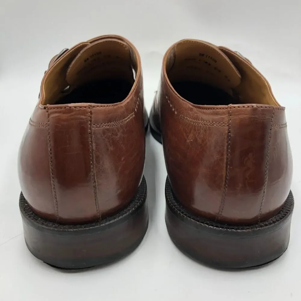 Johnston & Murphy Men's Brown Leather Monk Buckle Style Shoes 11.5M Sheepskin